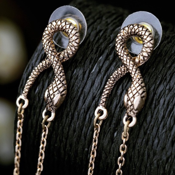 NEW Snake Double Drop Earrings - Picture 3 of 5